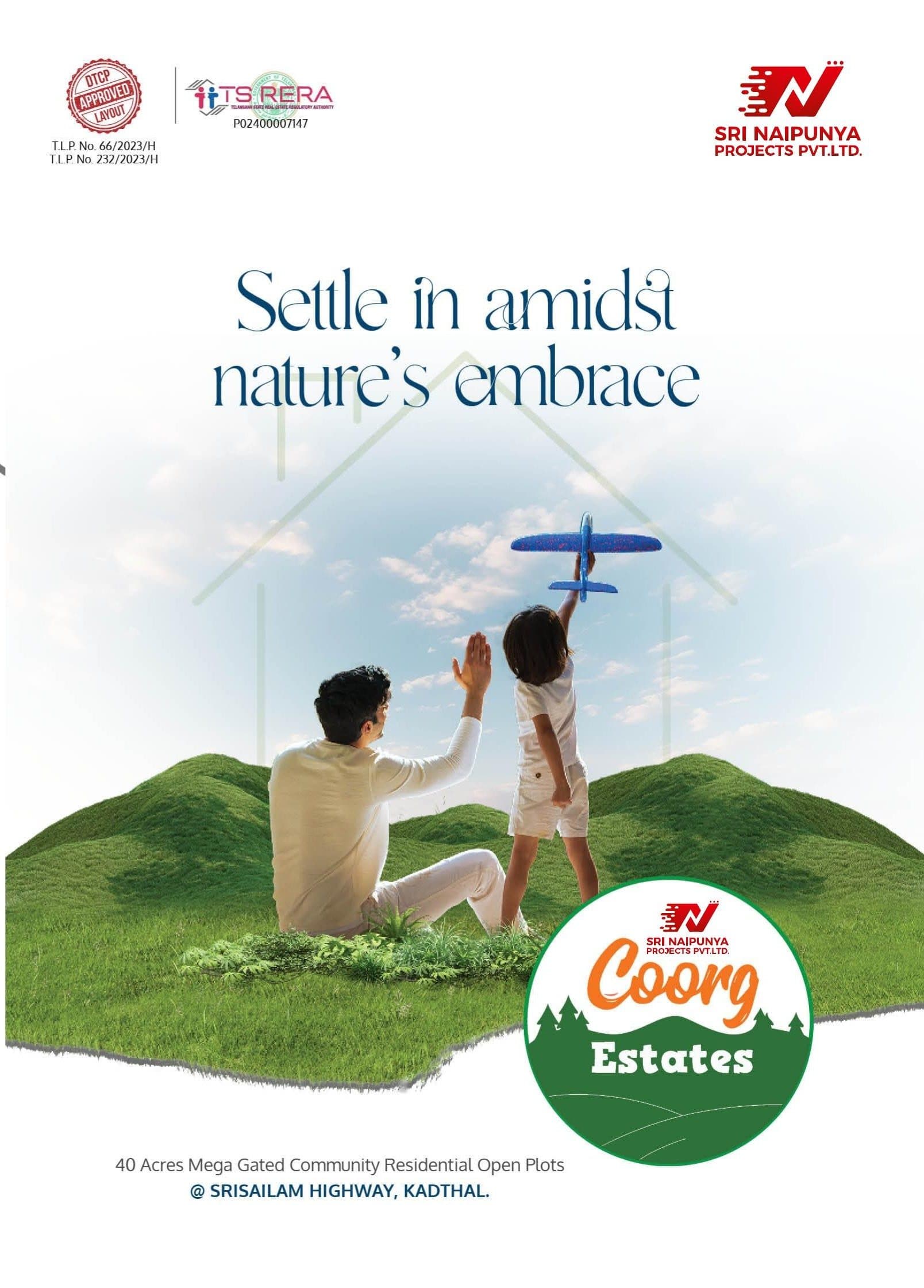 Coorg Estates brochure cover — Settle in amidst nature's embrace