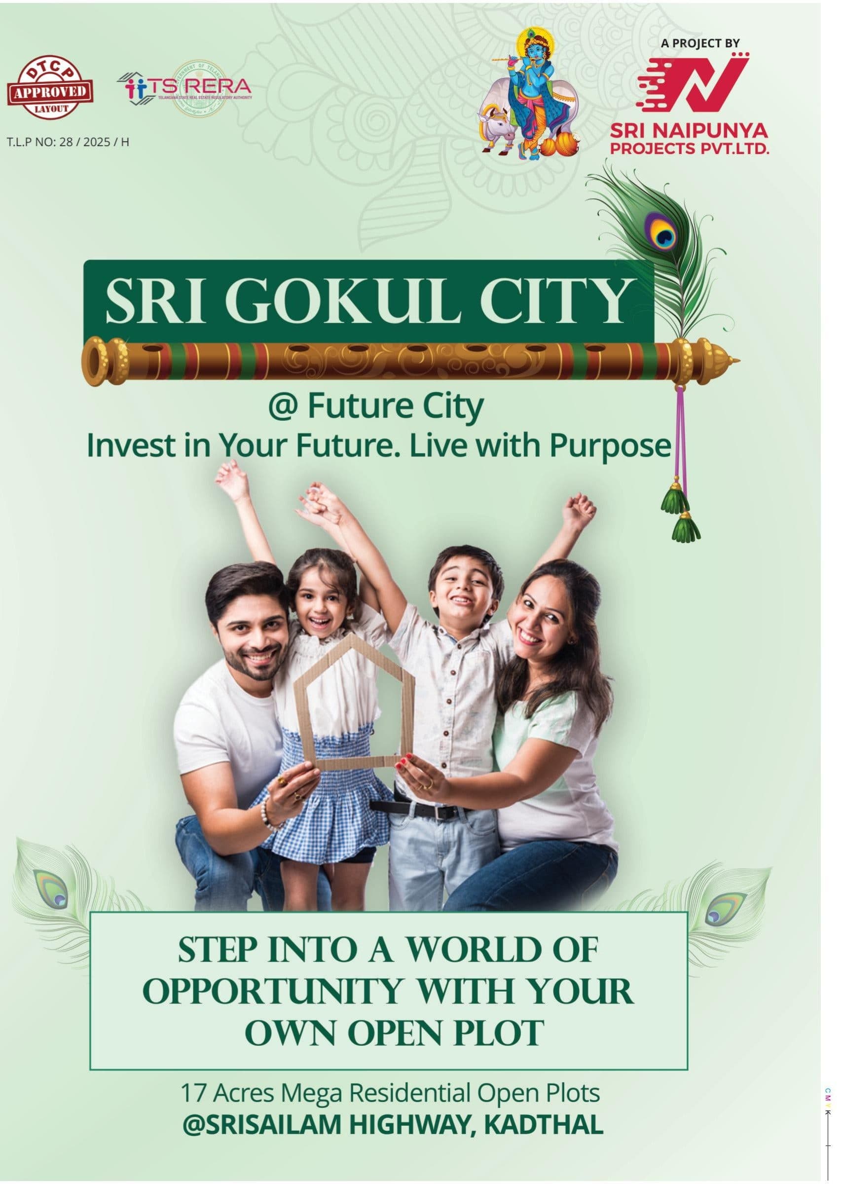 Sri Gokul City brochure cover — Invest in Your Future, Live with Purpose