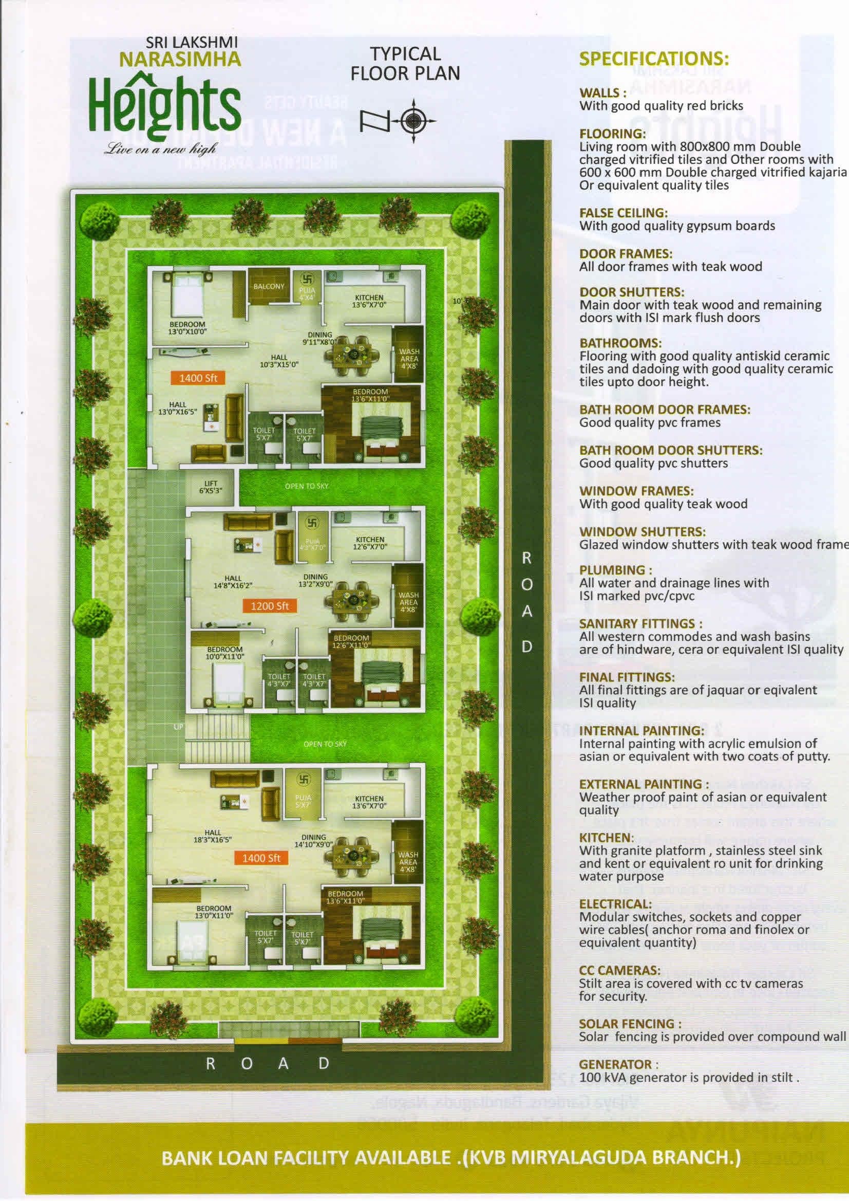 Sri Lakshmi Narasimha Heights typical floor plan
